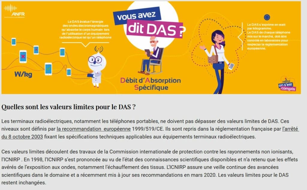 Quelles sont les valeurs limites pour le DAS? - disparu ?