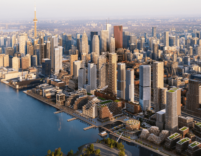 An aerial view of the new proposed plan for the 12-acre site situated along the Toronto waterfront.
WATERFRONT TORONTO