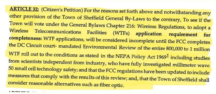 Zero5G com - Massachusetts: Sheffield residents approve hold on 5G applications