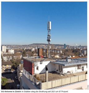 5G-Antenne in Zurich: In Stadten stieg die Strahlung seit 2021 um 67 Prozent