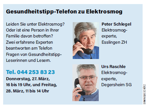 Gesundheitstipp=Telefon zu Electrosmog
