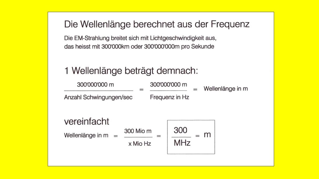 Bild 2: Die Wellenlänge berechnet aus der Frequenz