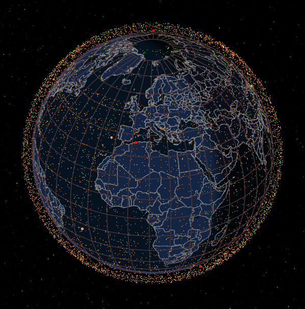 The figure shows the positions of the already installed 5G satellites as of 28mar2026